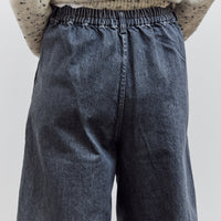 Washed Denim Curved Pants, Grey