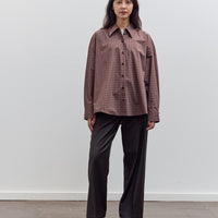 Checked Oversized Shirt, Brown / Navy