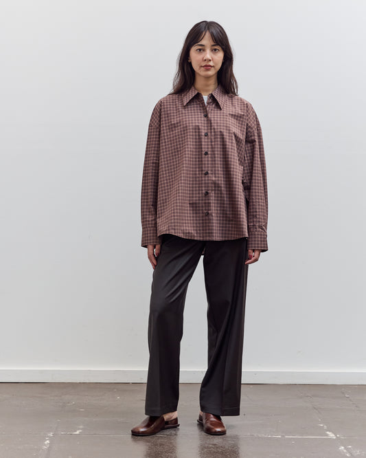Checked Oversized Shirt, Brown / Navy