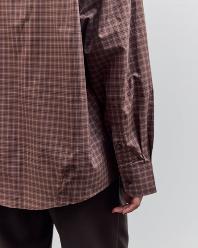 Checked Oversized Shirt, Brown / Navy