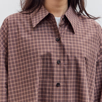 Checked Oversized Shirt, Brown / Navy