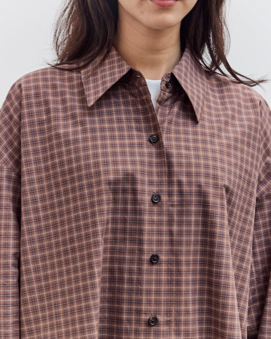 Checked Oversized Shirt, Brown / Navy