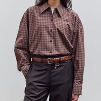 Checked Oversized Shirt, Brown / Navy
