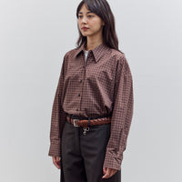 Checked Oversized Shirt, Brown / Navy