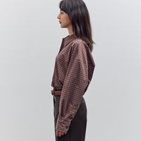 Checked Oversized Shirt, Brown / Navy