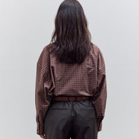 Checked Oversized Shirt, Brown / Navy