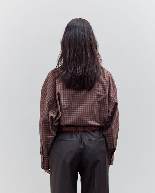 Checked Oversized Shirt, Brown / Navy
