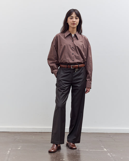 Checked Oversized Shirt, Brown / Navy