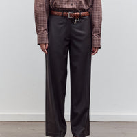 Low Rise Virgin Wool Pants, Dark Brown