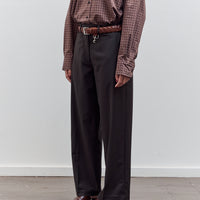 Low Rise Virgin Wool Pants, Dark Brown