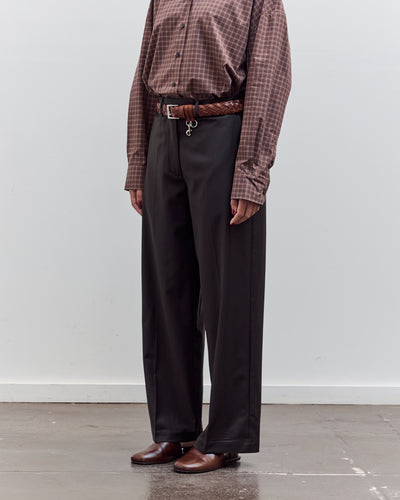 Low Rise Virgin Wool Pants, Dark Brown