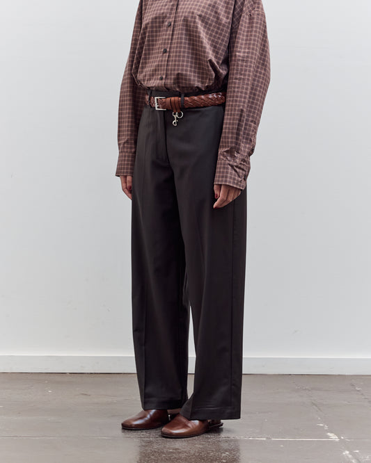 Low Rise Virgin Wool Pants, Dark Brown