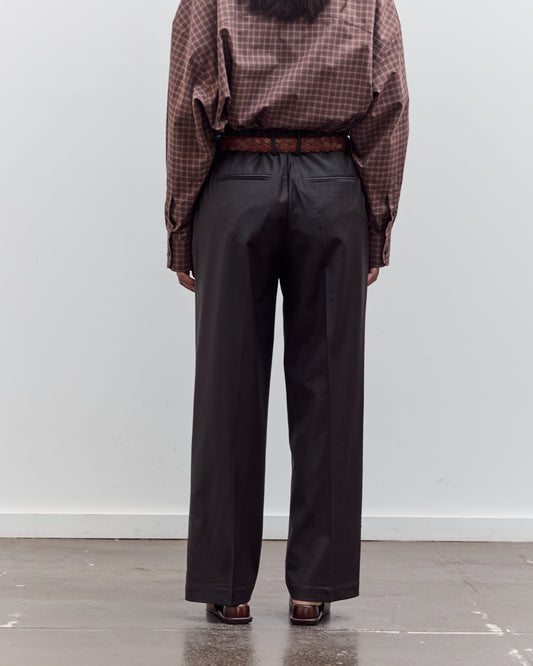 Low Rise Virgin Wool Pants, Dark Brown