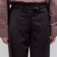 Low Rise Virgin Wool Pants, Dark Brown