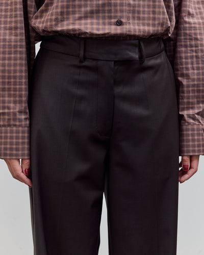 Low Rise Virgin Wool Pants, Dark Brown