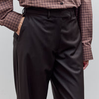 Low Rise Virgin Wool Pants, Dark Brown