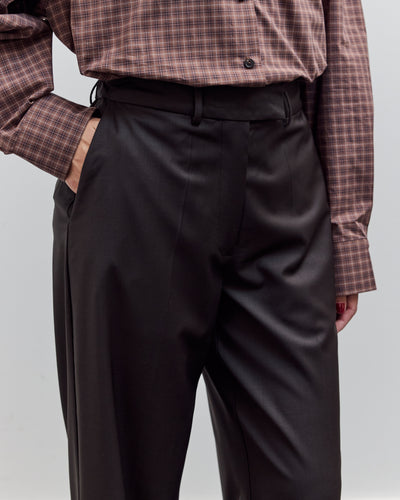 Low Rise Virgin Wool Pants, Dark Brown