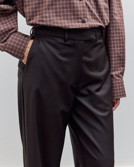 Low Rise Virgin Wool Pants, Dark Brown