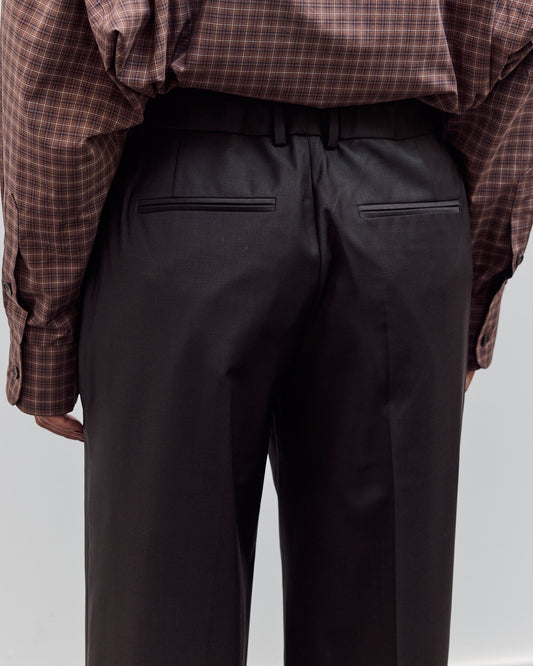 Low Rise Virgin Wool Pants, Dark Brown
