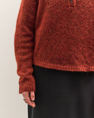 Cordera Baby Alpaca Polo Sweater, Terra Cotta