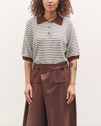 Cordera Merino Wool Striped Polo, Marfil