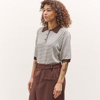 Cordera Merino Wool Striped Polo, Marfil