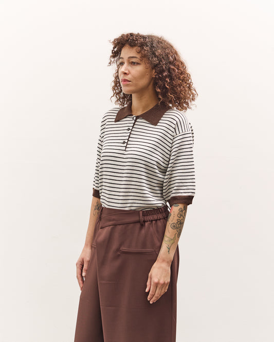 Cordera Merino Wool Striped Polo, Marfil