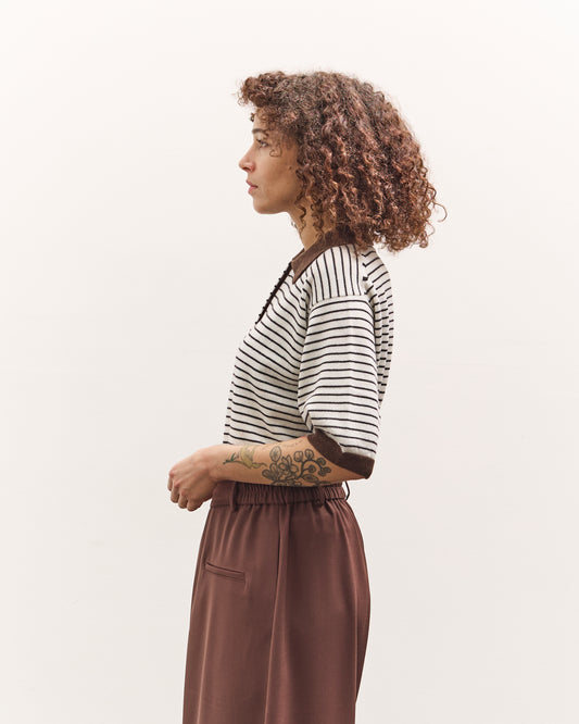 Cordera Merino Wool Striped Polo, Marfil