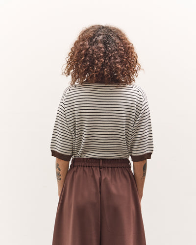 Cordera Merino Wool Striped Polo, Marfil