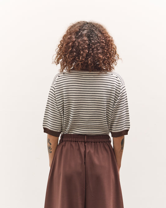 Cordera Merino Wool Striped Polo, Marfil