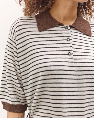 Cordera Merino Wool Striped Polo, Marfil