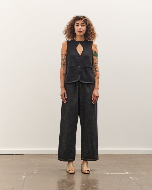 Cordera Cut-Out Boat Neck Waist Coat, Black