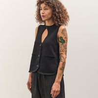 Cordera Cut-Out Boat Neck Waist Coat, Black