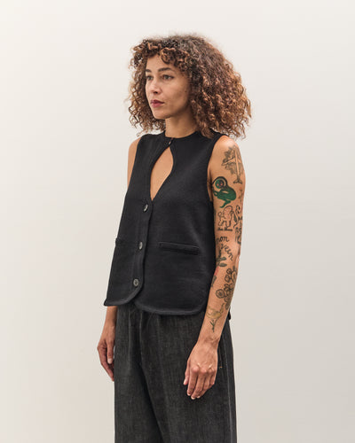 Cordera Cut-Out Boat Neck Waist Coat, Black