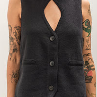 Cordera Cut-Out Boat Neck Waist Coat, Black