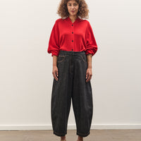 Cordera Denim Curved Leg Pants, Black
