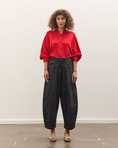 Cordera Denim Curved Leg Pants, Black
