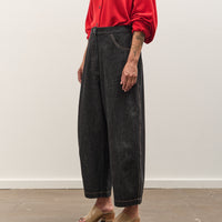 Cordera Denim Curved Leg Pants, Black