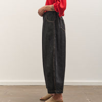 Cordera Denim Curved Leg Pants, Black
