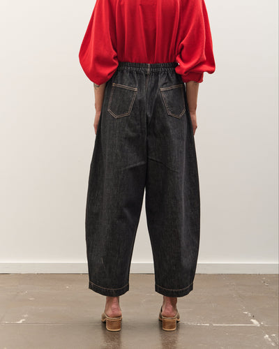 Cordera Denim Curved Leg Pants, Black