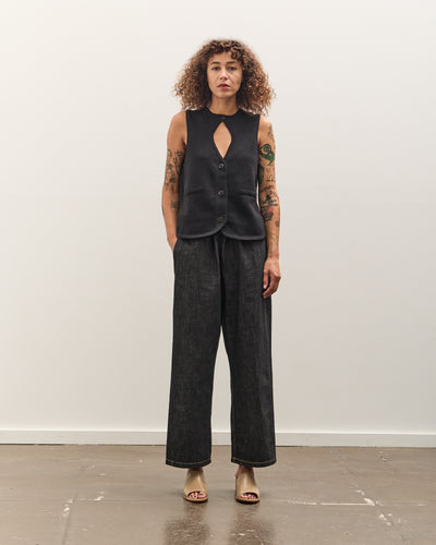 Cordera Denim Relaxed Pants, Black