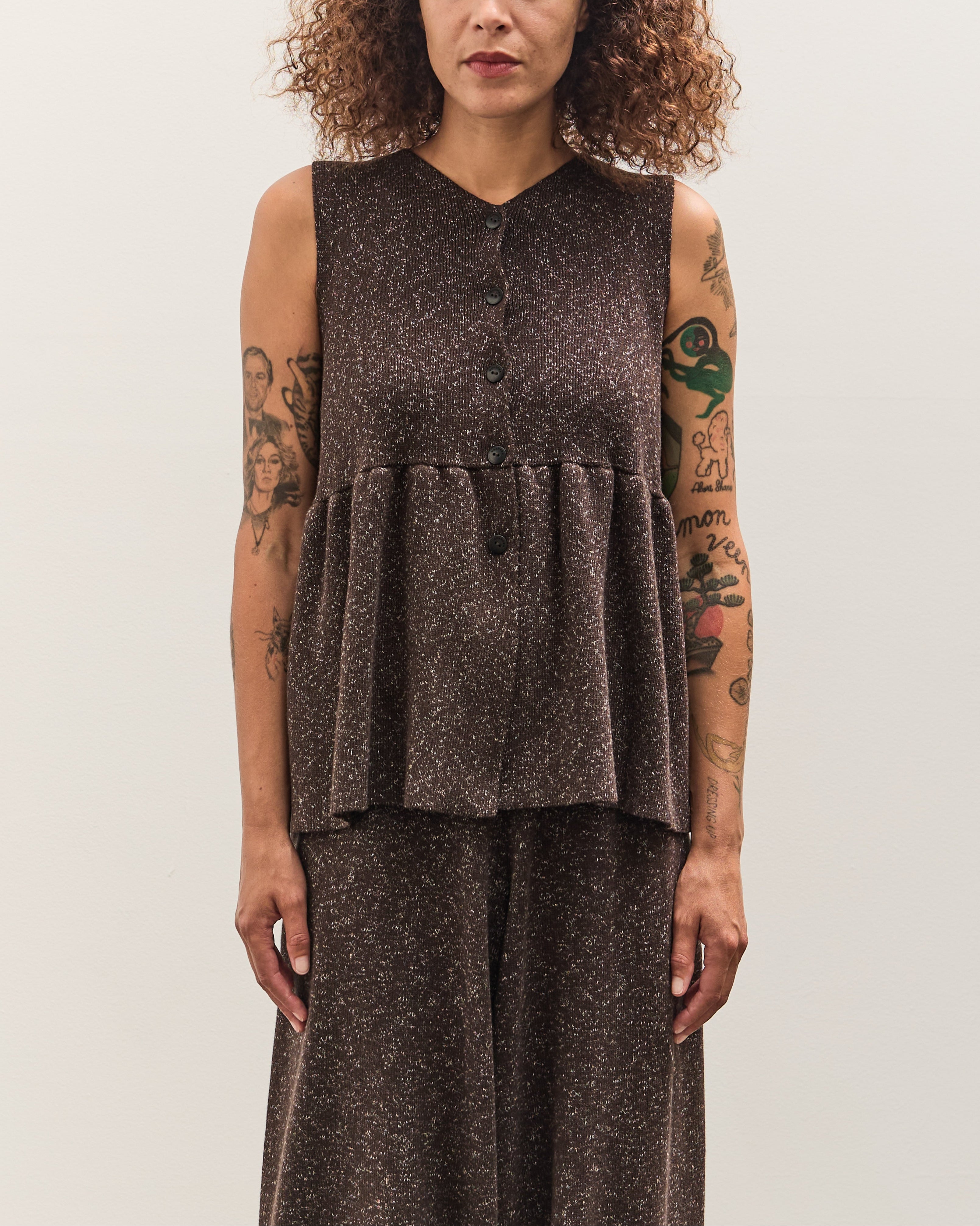 Cordera Flecked Cotton Peplum Top, Brown – Glasswing