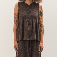 Cordera Flecked Cotton Peplum Top, Brown