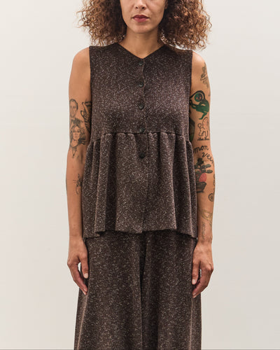 Cordera Flecked Cotton Peplum Top, Brown