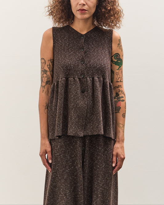 Cordera Flecked Cotton Peplum Top, Brown