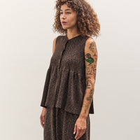 Cordera Flecked Cotton Peplum Top, Brown