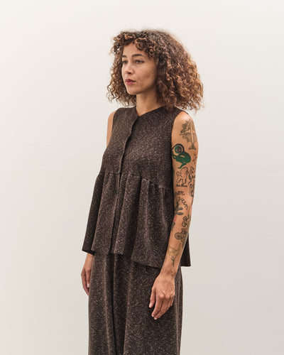 Cordera Flecked Cotton Peplum Top, Brown