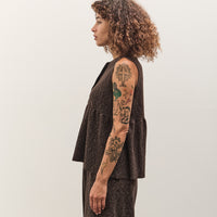 Cordera Flecked Cotton Peplum Top, Brown