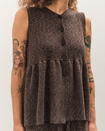 Cordera Flecked Cotton Peplum Top, Brown