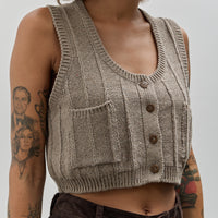Cordera Heather Cotton Waistcoat, Taupe